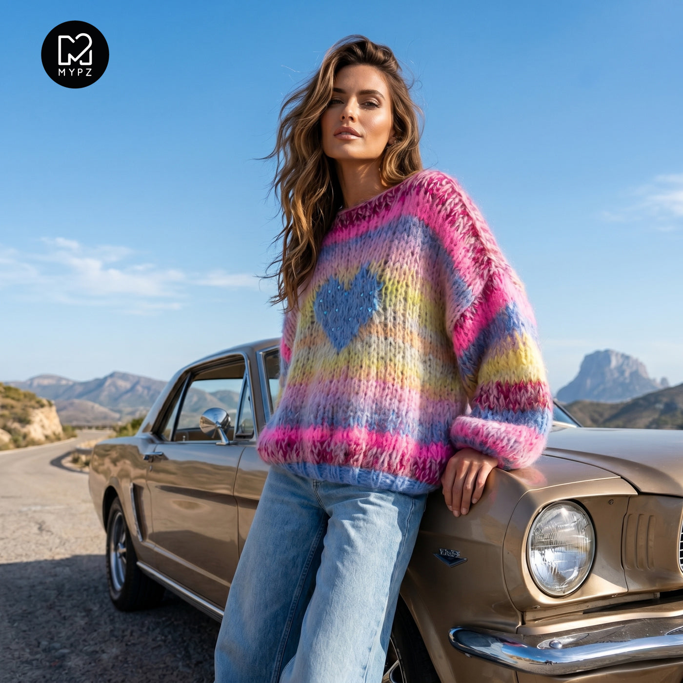 Knitting Kit – MYPZ Short Chunky Alpaca-Mohair Pullover Sunset Rave No15 (ENG-NL-DE-FR-ES)