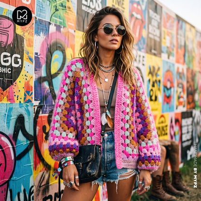 Häkelset - MYPZ Hexagon Cardigan Violet Pop (ENG-NL-DE)