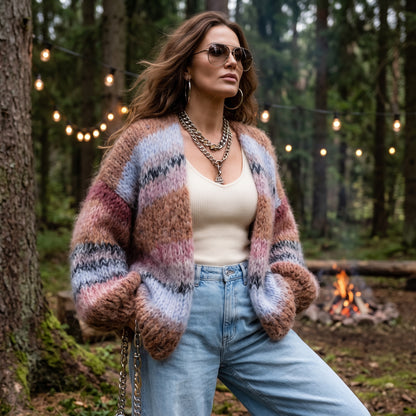 Knitting Kit – MYPZ Chunky Mohair Cardigan Walnut No.15 (ENG-DE-NL-ES-FR-IT-DA-SV-NO)