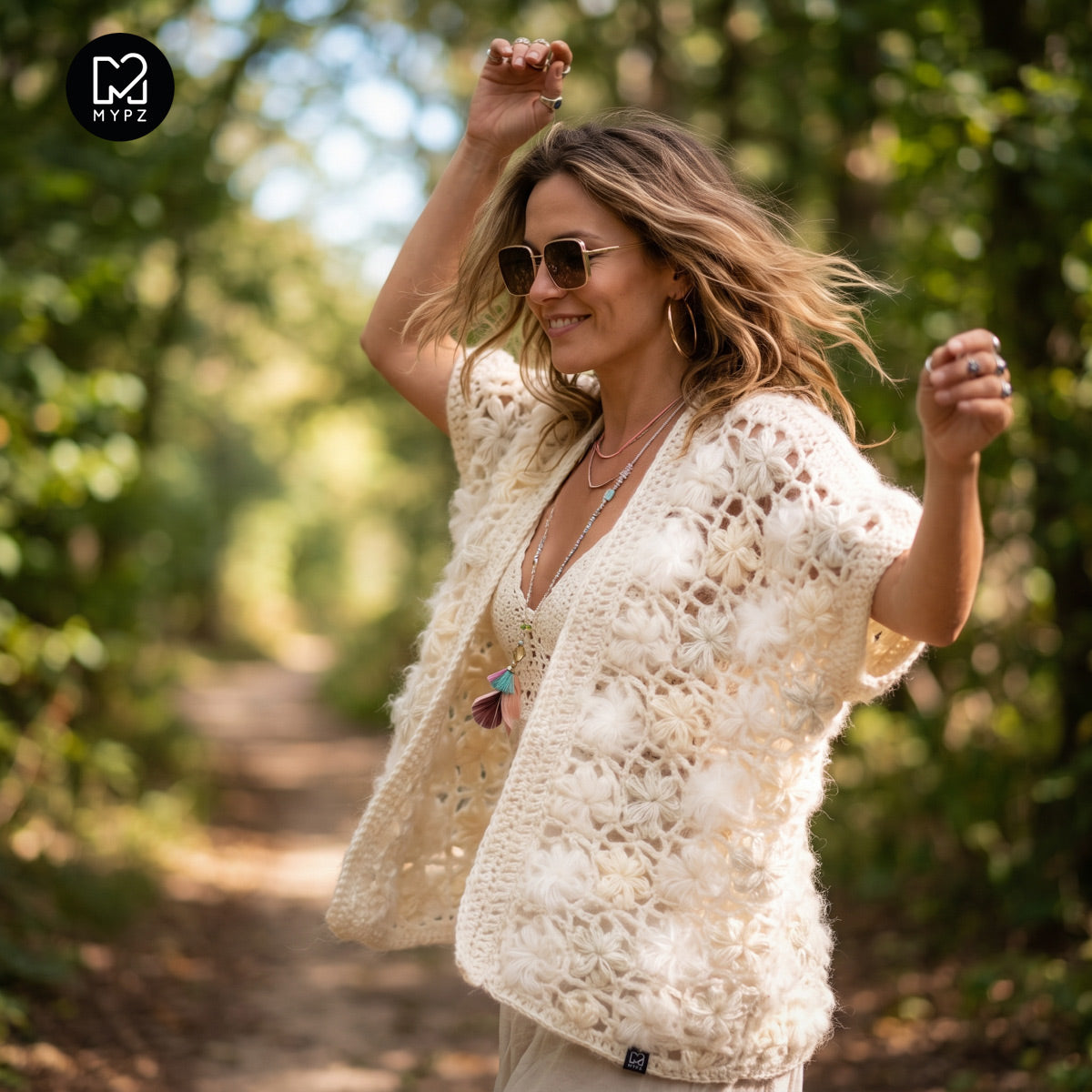 Häkelanleitung - MYPZ Wildflower cardigan Shades of White (ENG-NL-DE-FR-ES)