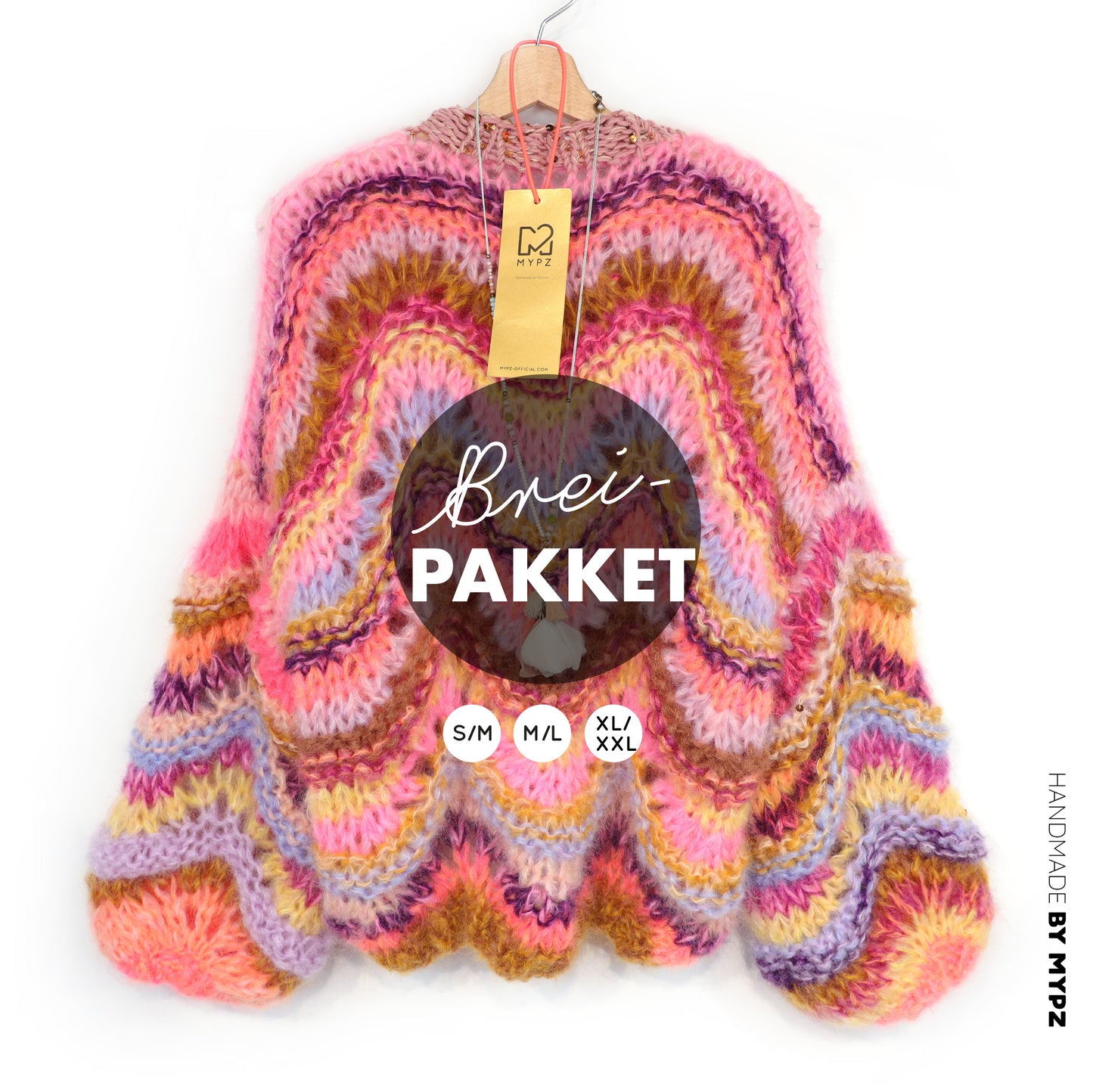Strickset – Chunky Mohair Pullover Colorflow Wave No.12 (ENG-NL-DE)