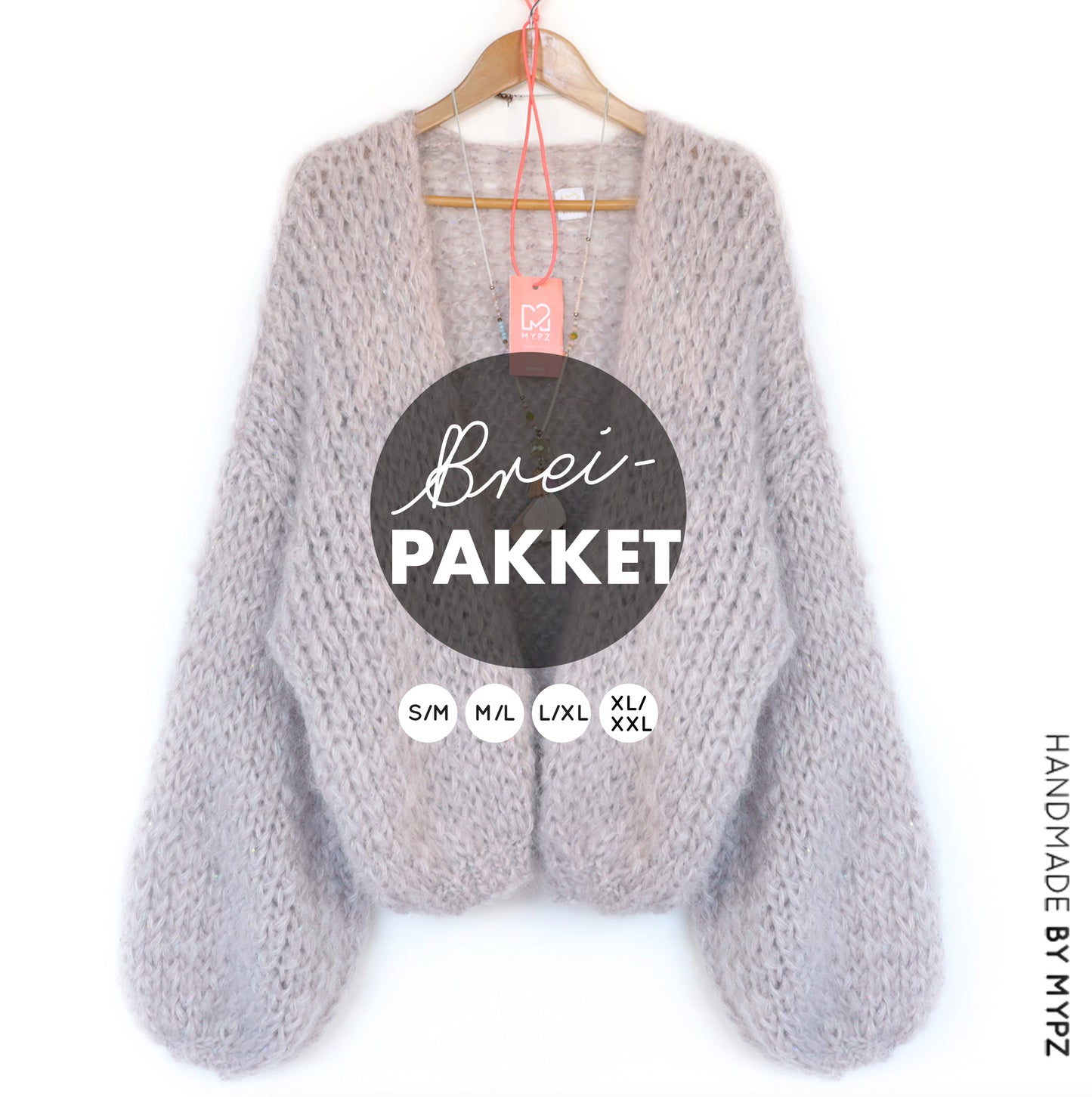 Strickset – MYPZ Kurze Chunky Mohair Cardigan Sparkling Sand No.15 (ENG-NL-DE)