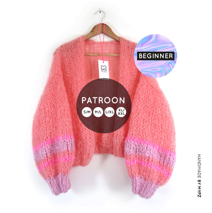 Strickanleitung – MYPZ kurze chunky mohair cardigan Salmon No15 (ENG-NL-DE)