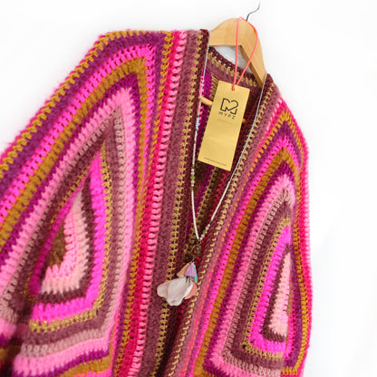 Häkelset - MYPZ Hexagon Cardigan Burgundy (ENG-NL-DE)