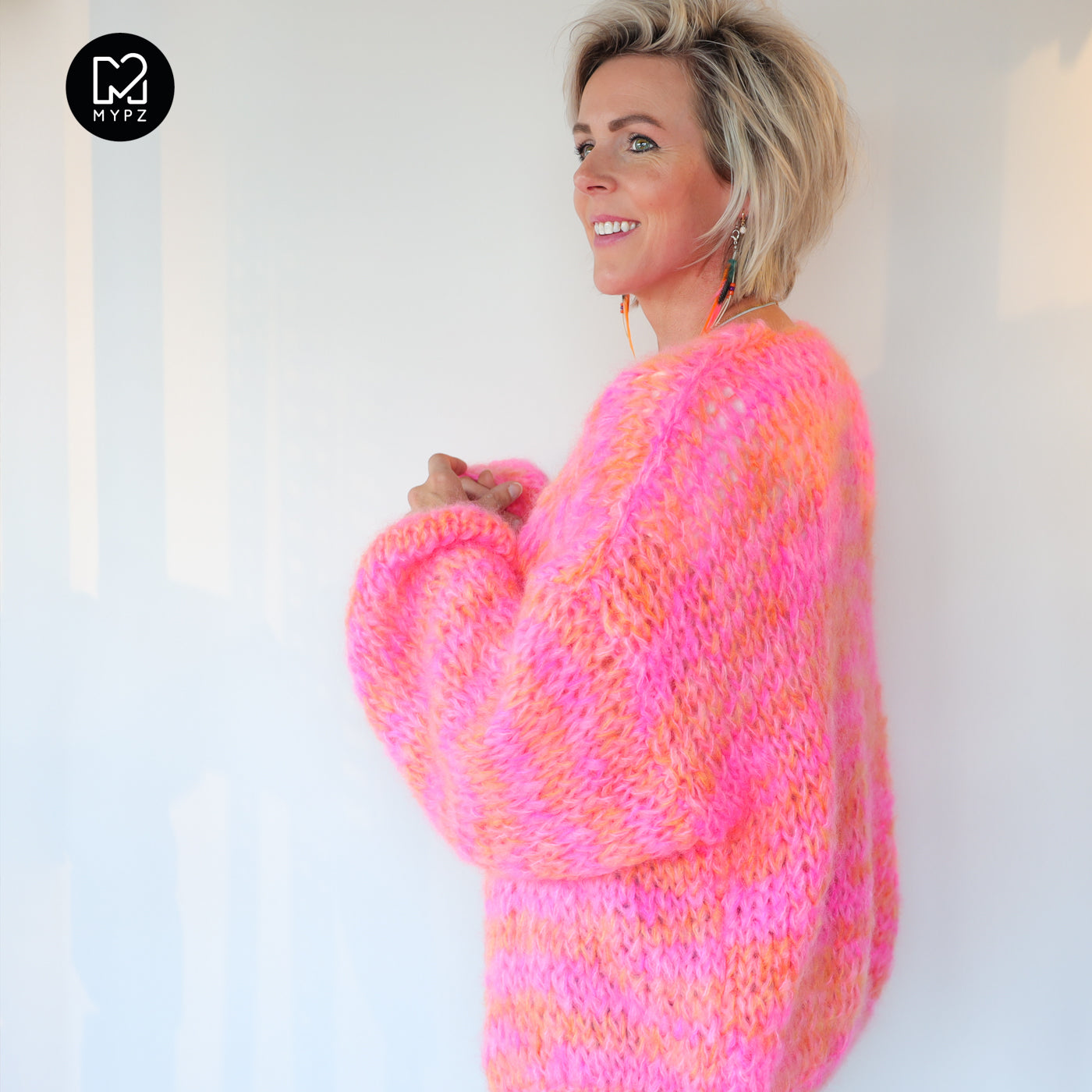 Strickset – MYPZ Short Chunky Mohair Cardigan Orange-Pink No.15 (ENG-NL-DE)