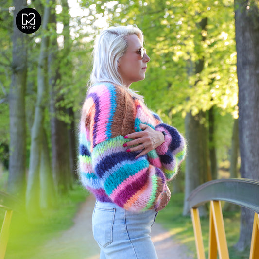 Strickset – Chunky Mohair Cardigan Rainbow Medley No.12 (ENG-NL-DE)