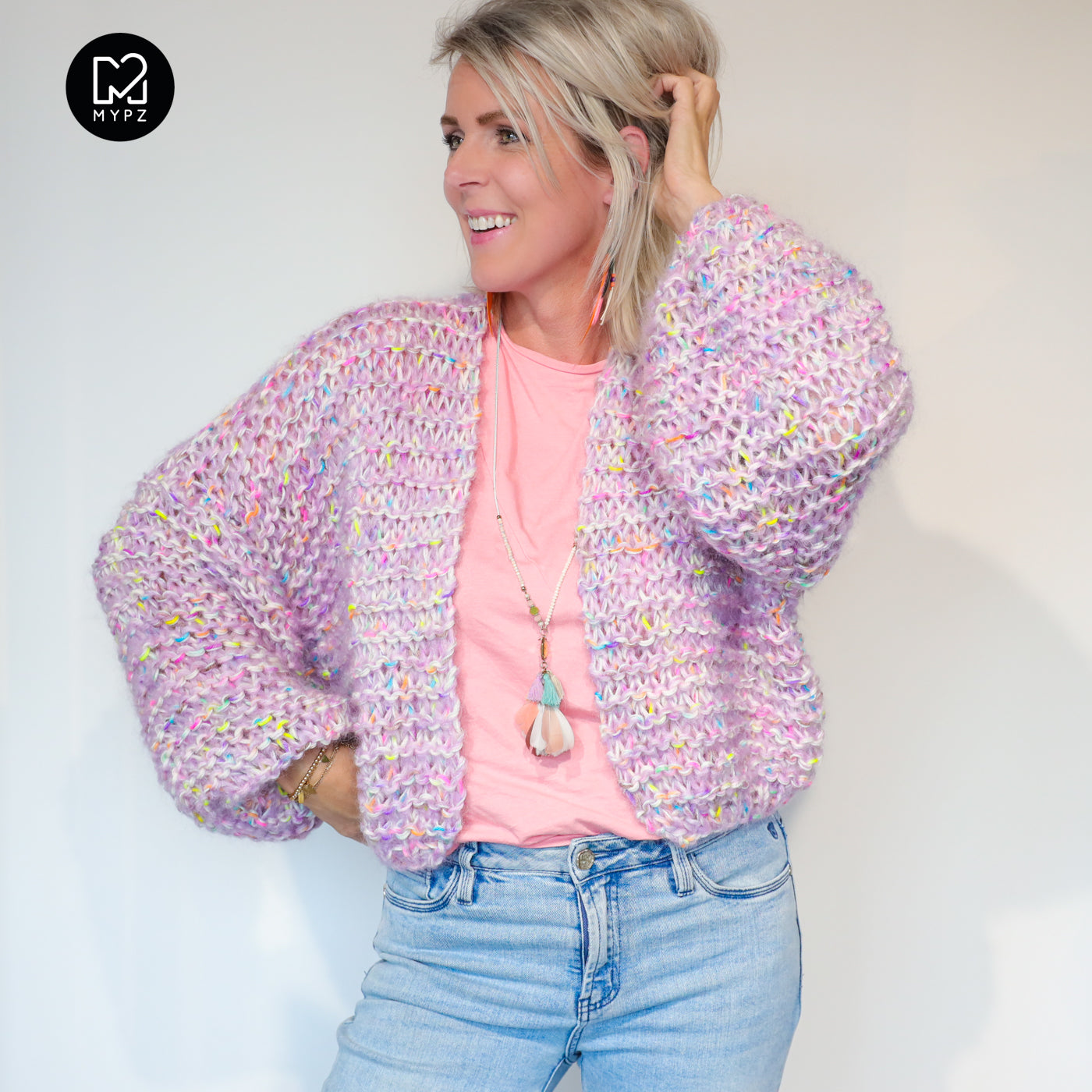 Strickset – MYPZ Chunky Mohair-Merino Cardigan Confetti Nights No.15 (ENG-NL-DE)