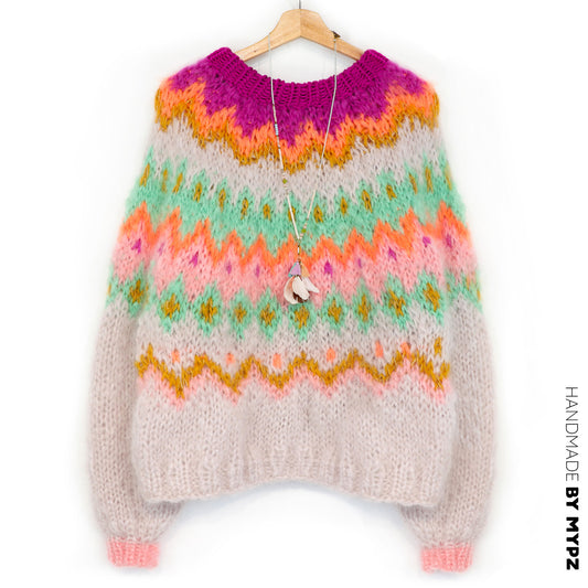 Strickset – MYPZ Chunky Topdown Mohair-Pullover Snowberry Nr.12 (ENG-DE-NL-ES-FR-IT-DA-SV-NO)