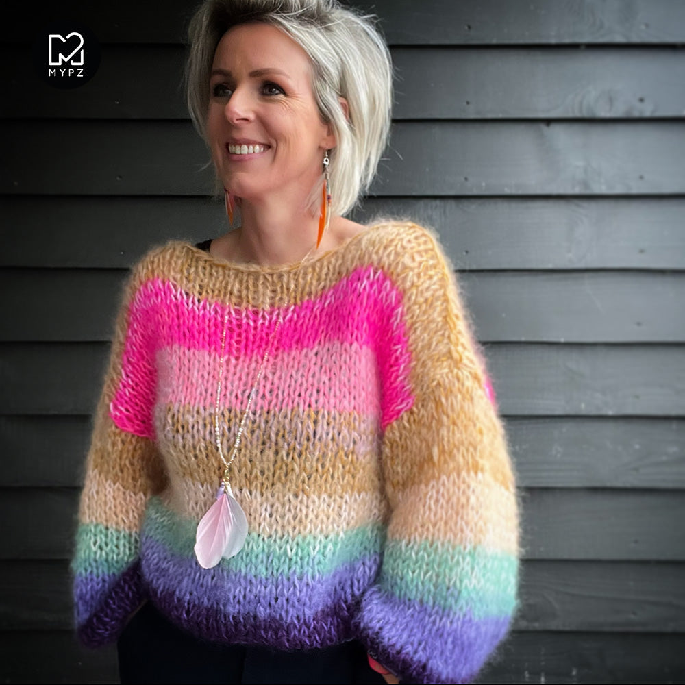 Chunky Mohair-merino Rainbow pullover