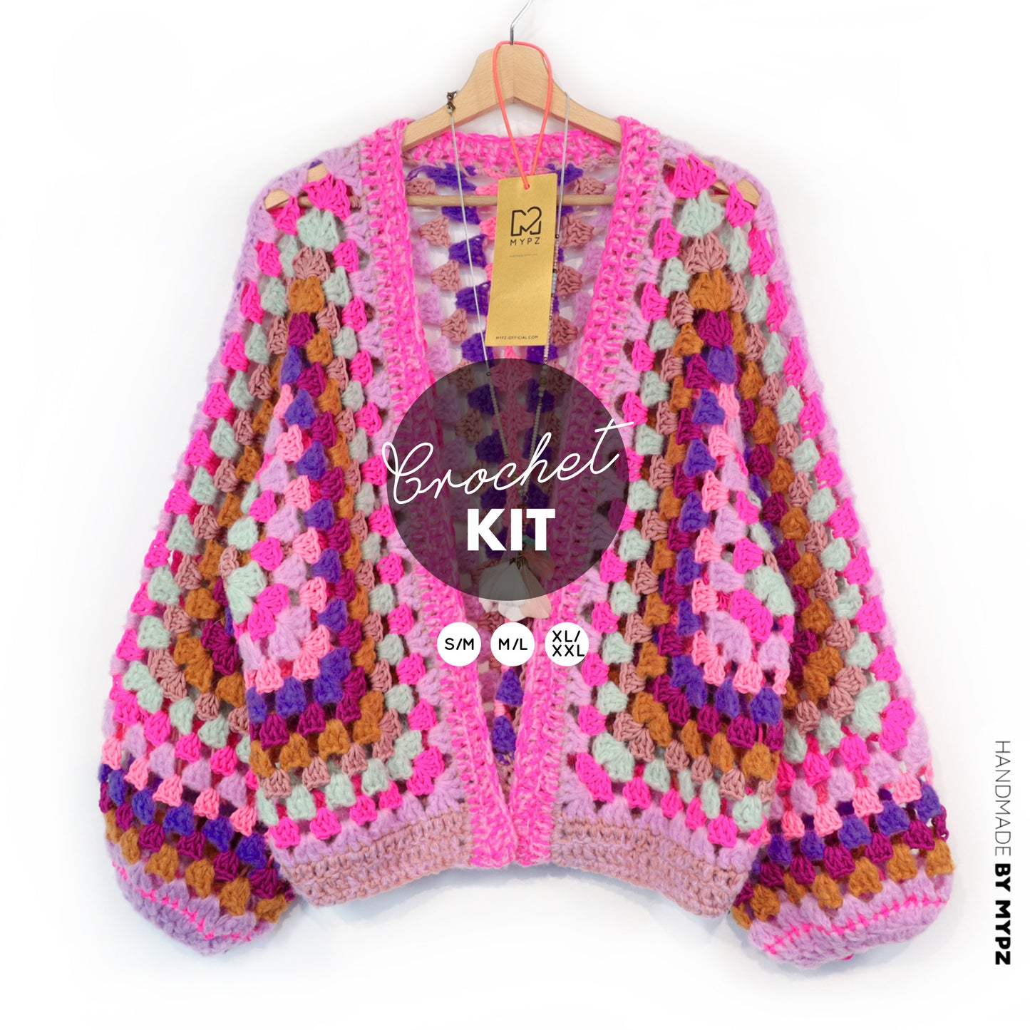 Häkelset - MYPZ Hexagon Cardigan Violet Pop (ENG-NL-DE)