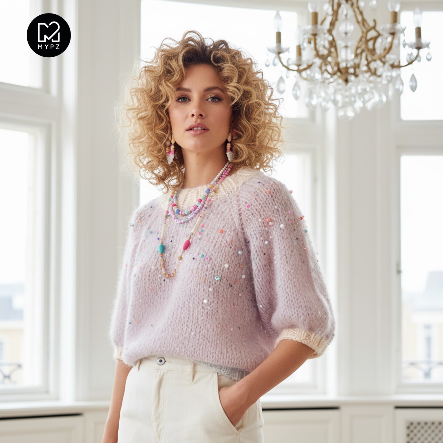Strickpaket – MYPZ leichter Top-Down-Pullover Diamonds and Pearls No10 (ENG-NL)