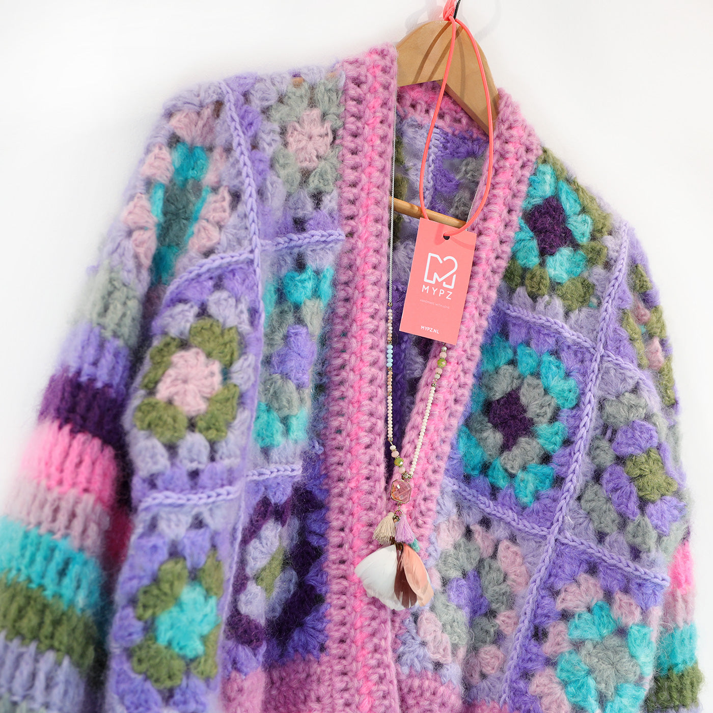 Häkelset - MYPZ Granny square mohair cardigan Purple-Candy (ENG-NL-DE)