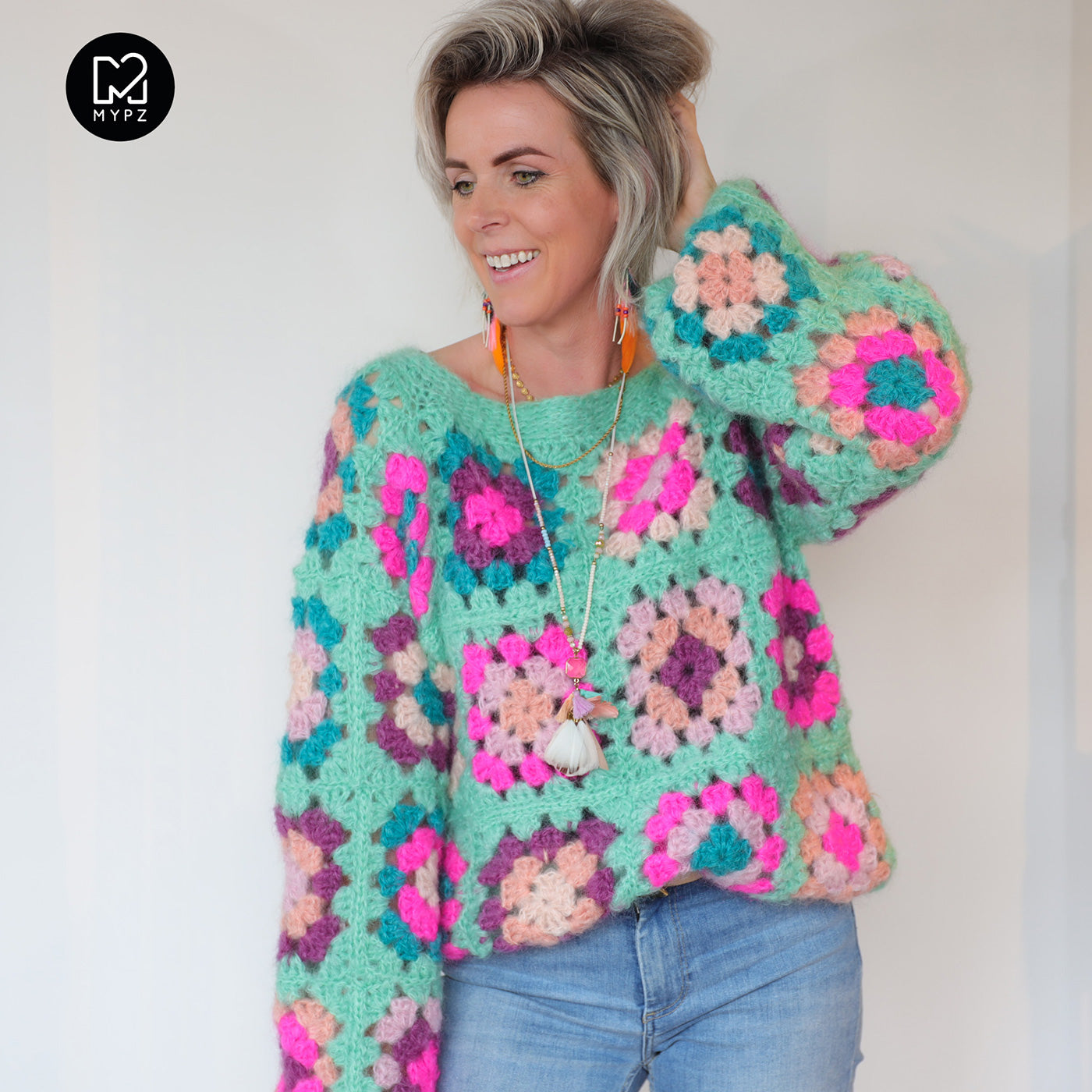 MYPZ Mohair Granny square Pullover Mint