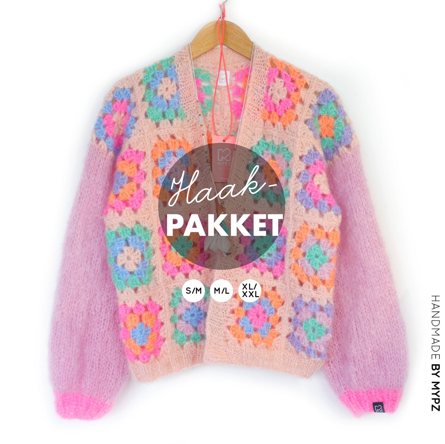 Häkelset - MYPZ Granny square mohair cardigan Marshmallow (ENG-NL-DE)