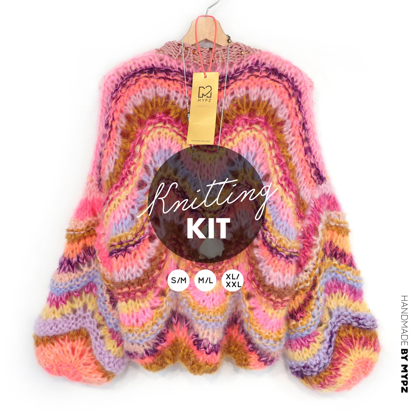 Strickset – Chunky Mohair Pullover Colorflow Wave No.12 (ENG-NL-DE)