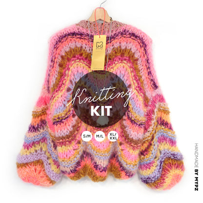Strickset – Chunky Mohair Pullover Colorflow Wave No.12 (ENG-NL-DE)