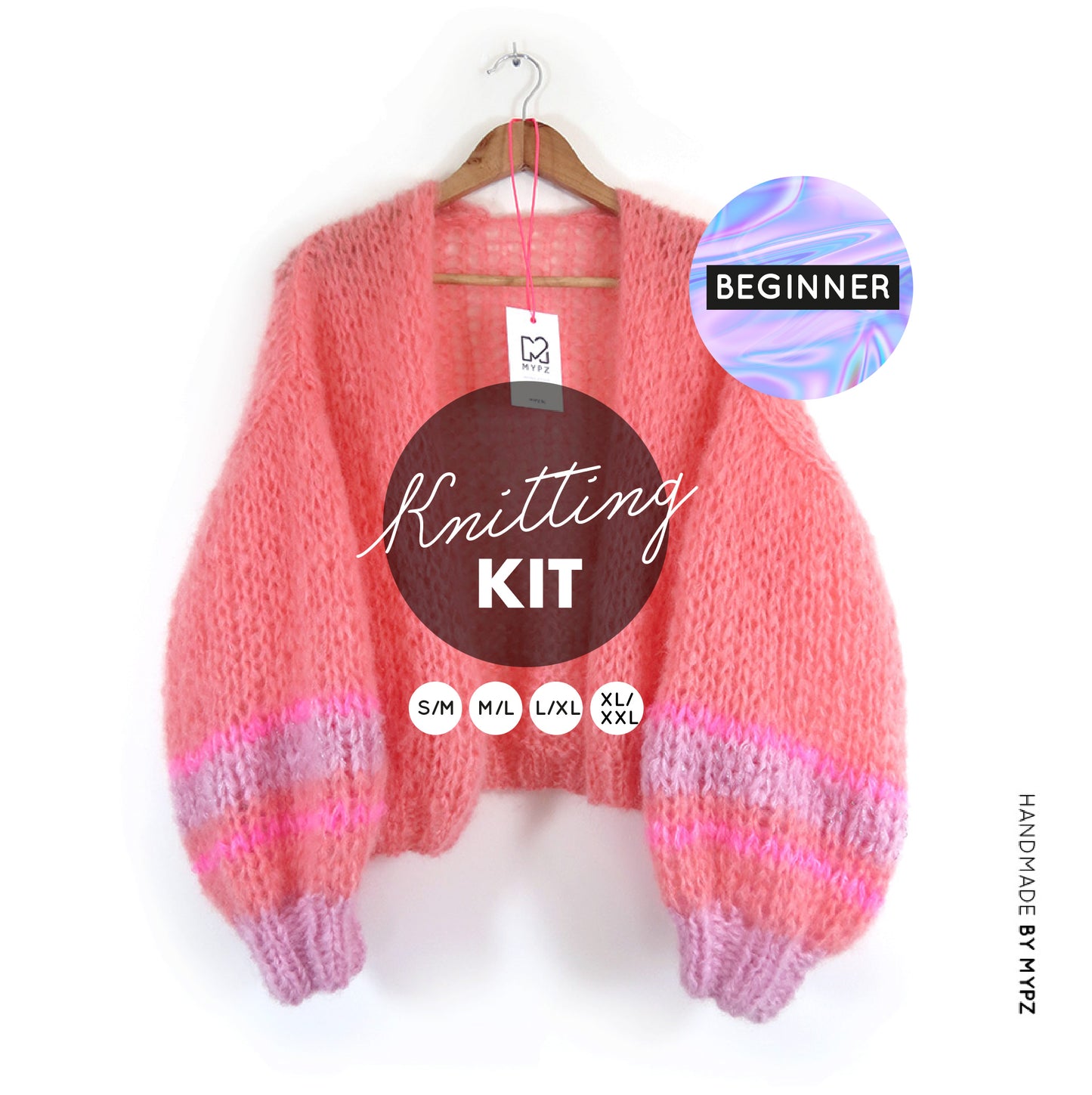 Strickset – MYPZ kurze Chunky mohair Cardigan Salmon No.15 (ENG-NL-DE)