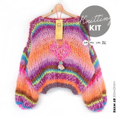 Strickset – MYPZ Kurze Chunky Pullover Neon Hearts No15 (ENG-NL-DE)