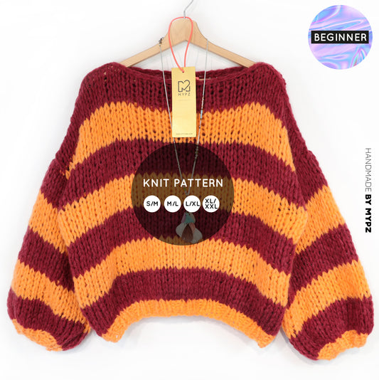 Strickanleitung – MYPZ Chunky Alpaca Pullover Merlot No15 – Beginner (ENG-NL-DE)