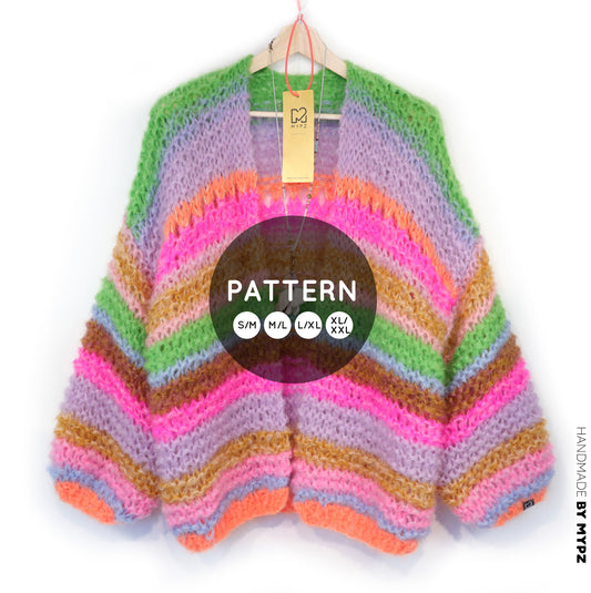 Knit pattern – MYPZ Chunky Mohair Cardigan Rainbow Sorbet No.15 (ENG-NL-DE)