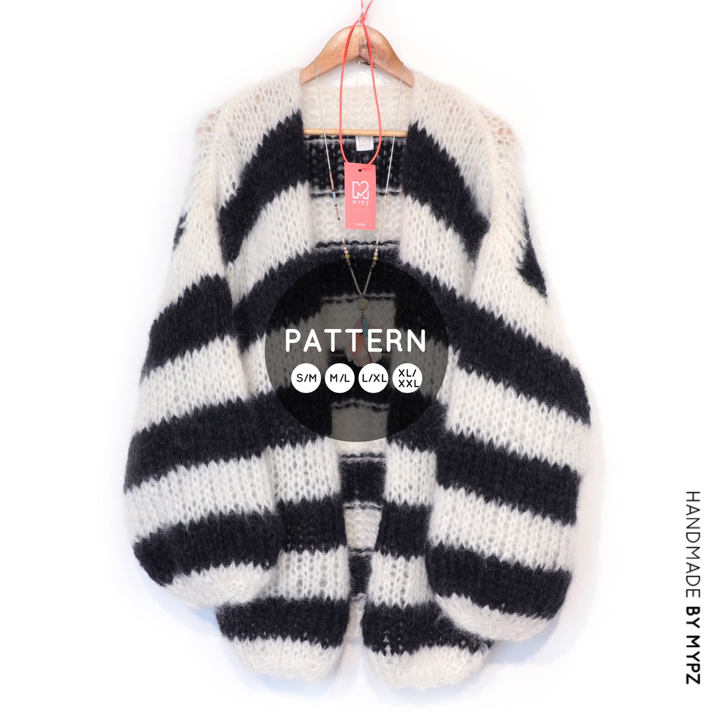 Knit pattern – MYPZ Chunky Mohair Cardigan Black & White No.15 (ENG-NL-DE)