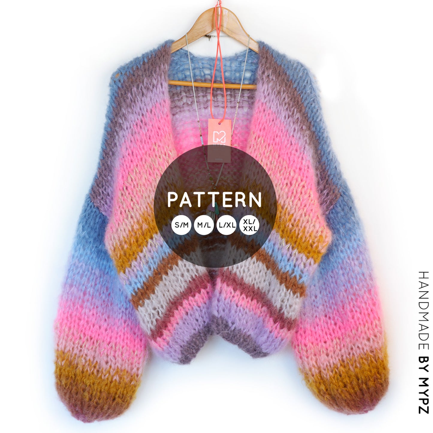 Knit pattern – MYPZ short chunky Mohair cardigan Blue Moon No15 (ENG-NL-DE)