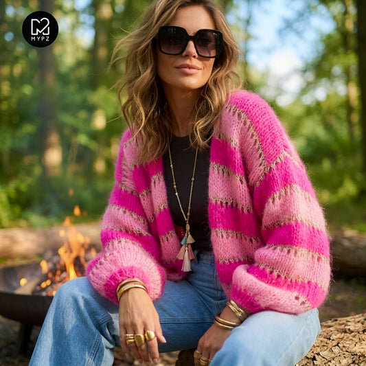Strickset – MYPZ Light Alpaka Cardigan Neon Blush No. 10