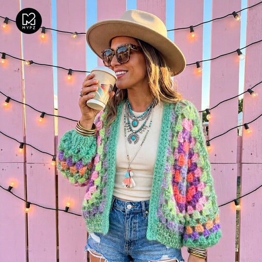 Häkelanleitung - MYPZ Chunky Hexagon Cardigan Pistachio (ENG-NL-DE)