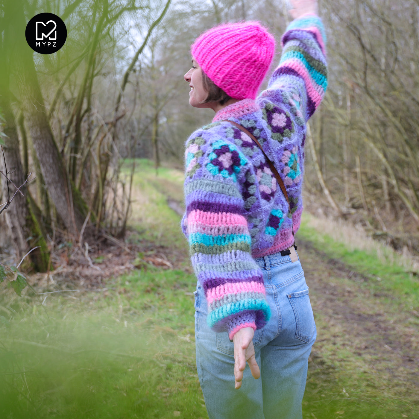 Häkelset - MYPZ Granny square mohair cardigan Purple-Candy (ENG-NL-DE)