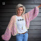 MYPZ Short Chunky Mohair Rib Cardigan Blush