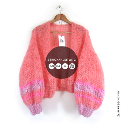 Strickanleitung – MYPZ kurze chunky mohair cardigan Salmon No15 (ENG-NL-DE)