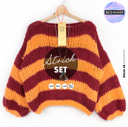 Strickset – MYPZ Chunky Alpaca Pullover Merlot No15 – Beginner (ENG-NL-DE)