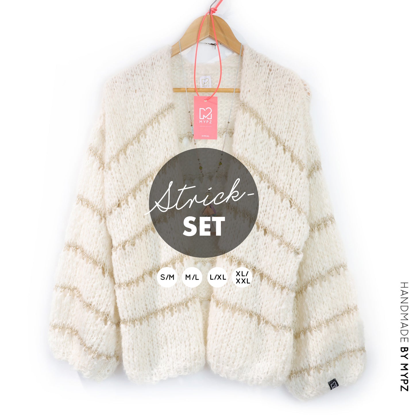 Knitting kit – MYPZ Light Alpaca-Silk Cardigan Glamour No10 (ENG-NL-DE)