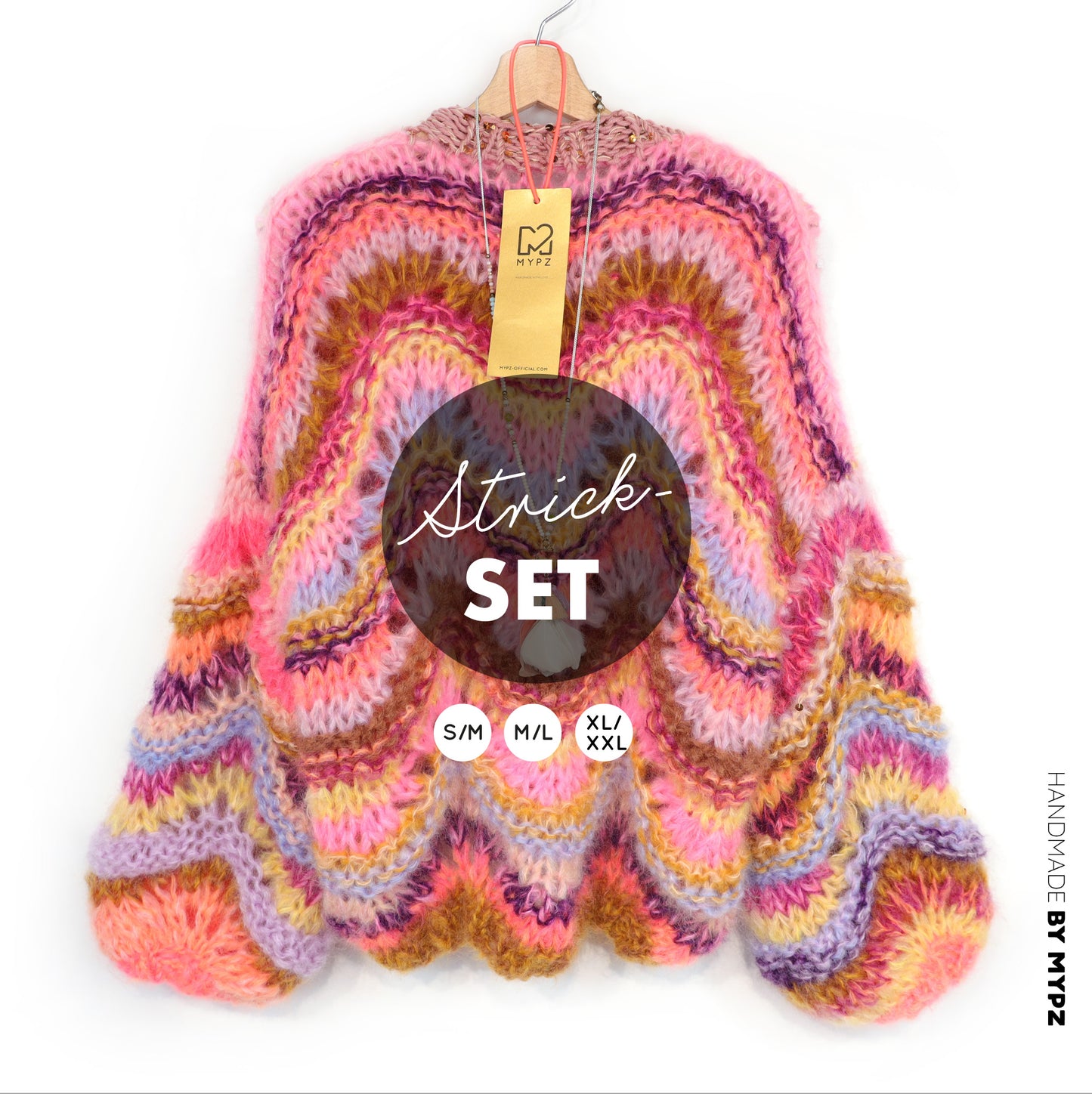 Strickset – Chunky Mohair Pullover Colorflow Wave No.12 (ENG-NL-DE)