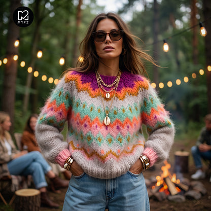 Strickmuster – MYPZ Chunky Topdown Mohair-Pullover Snowberry Nr.12 (ENG-DE-NL-ES-FR-IT-DA-SV-NO)