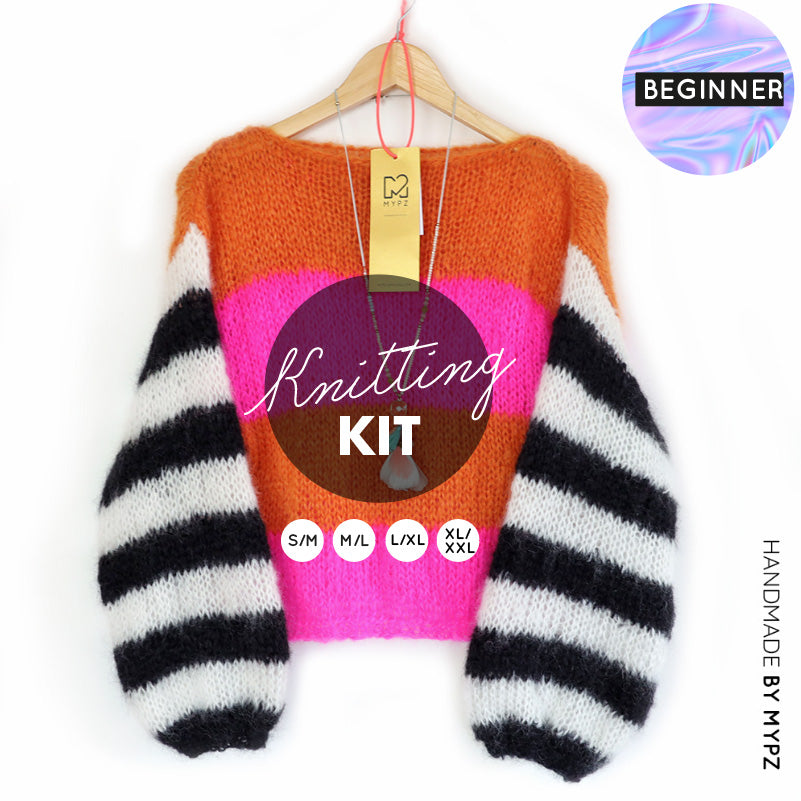 Knitting Kit – MYPZ Basic Light Mohair Pullover Orange-Pink no10 (ENG-NL)